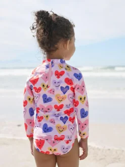 Hot Next Long Sleeve Sunsafe Swim Set (3mths-7yrs) Pink Heart