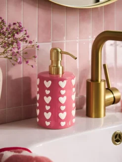 Next Pink Heart Soap Dispenser^ Bathroom Accessories