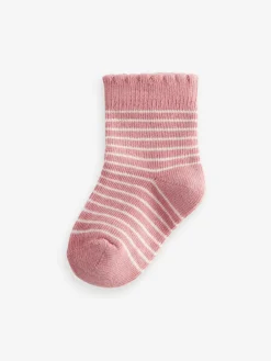 Discount Next Baby Socks 5 Pack (0mths-2yrs) Pink Heart Stripe