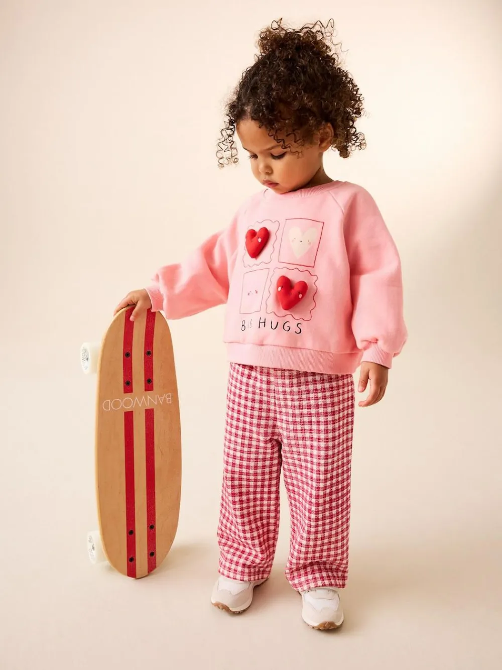 Next Pink Heart Sweatshirt & Wide Leg Trousers Set (3mths-7yrs)^ Baby Girls|Sweatshirts & Hoodies