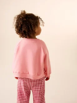 Next Pink Heart Sweatshirt & Wide Leg Trousers Set (3mths-7yrs)^ Baby Girls|Sweatshirts & Hoodies