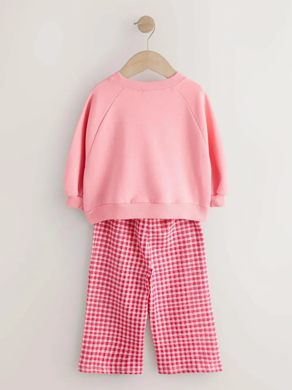 Next Pink Heart Sweatshirt & Wide Leg Trousers Set (3mths-7yrs)^ Baby Girls|Sweatshirts & Hoodies