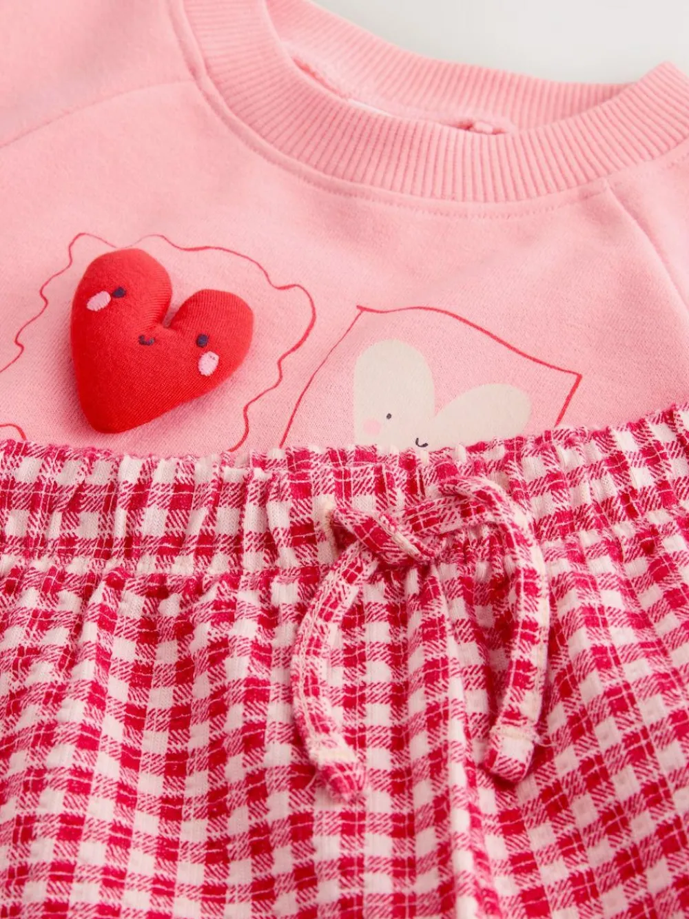 Next Pink Heart Sweatshirt & Wide Leg Trousers Set (3mths-7yrs)^ Baby Girls|Sweatshirts & Hoodies