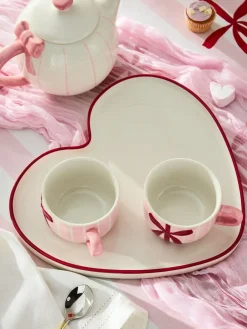Outlet Next Pink Hearts and Bows Tea for Two Teapot Teacups and Tray
