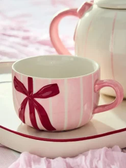 Outlet Next Pink Hearts and Bows Tea for Two Teapot Teacups and Tray