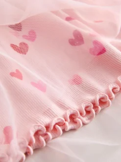 Next Pink Hearts Mesh Skirt Dress (3mths-7yrs)^ Newborn Clothing|Baby Girls