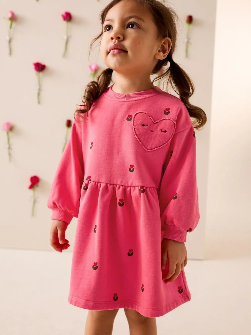Next Pink Hearts Sweat Dress (3mths-7yrs)^ Knitwear|Knitwear