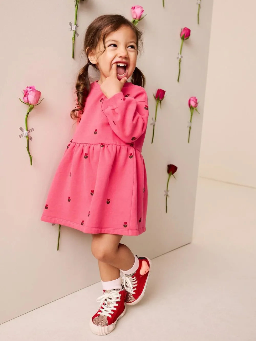 Next Pink Hearts Sweat Dress (3mths-7yrs)^ Knitwear|Knitwear