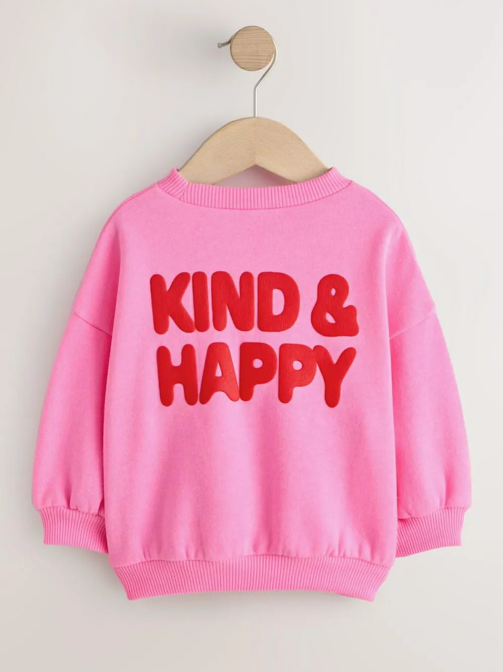 Next Pink Kind & Happy Crew Neck Sweatshirt (3mths-7yrs)^ Baby Girls|Baby Girls