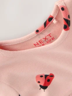 Next Pink Ladybird Long Sleeve Ribbed Dress (3mths-7yrs)^ Baby Girls|Dresses