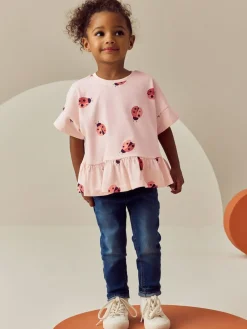 Hot Next Pink Ladybird Short Sleeve Peplum T-Shirt (3mths-7yrs)
