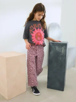 Hot Next Wide Leg Jeans (3-16yrs) Pink Leopard Print