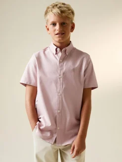 Next Pink Logo Short Sleeve Cotton Rich Oxford Shirt (3-16yrs)^BOY Shirts