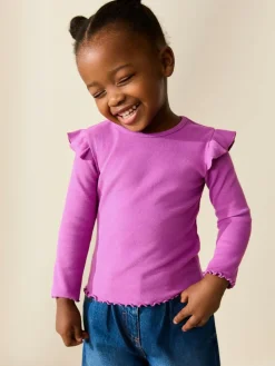 Next Long Sleeve Ribbed Frill Top (3mths-7yrs)^ Tops|Nightwear