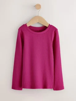 Next Pink Long Sleeve Ribbed Tops 3 Pack (3-16yrs)^ Tops|T-Shirts
