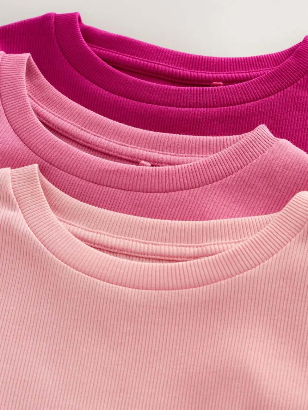 Next Pink Long Sleeve Ribbed Tops 3 Pack (3-16yrs)^ Tops|T-Shirts