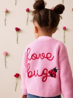Clearance Next Pink Love Bug Cardigan (3mths-7yrs)