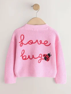 Clearance Next Pink Love Bug Cardigan (3mths-7yrs)