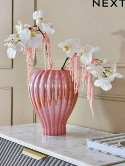 New Next Pink Lustre Ribbed Vase