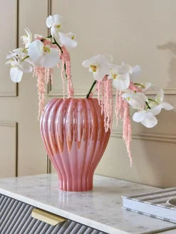 New Next Pink Lustre Ribbed Vase
