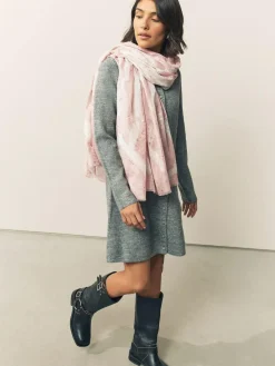 Next Pink Marble Foil Lightweight Scarf^Women Hats, Gloves & Scarves|Hats, Gloves & Scarves
