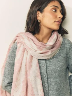 Next Pink Marble Foil Lightweight Scarf^Women Hats, Gloves & Scarves|Hats, Gloves & Scarves