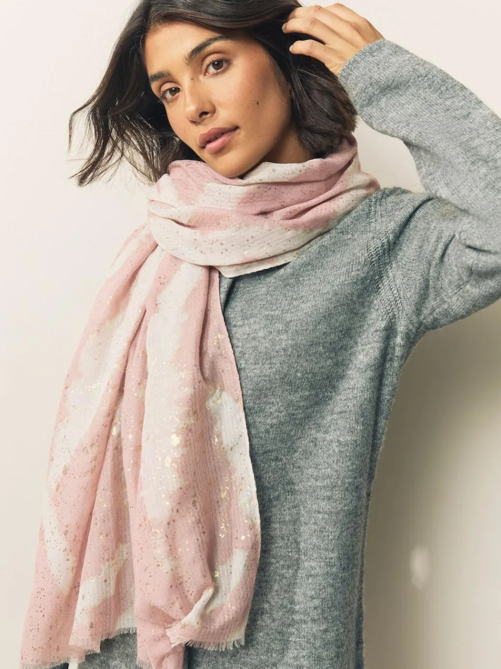 Next Pink Marble Foil Lightweight Scarf^Women Hats, Gloves & Scarves|Hats, Gloves & Scarves