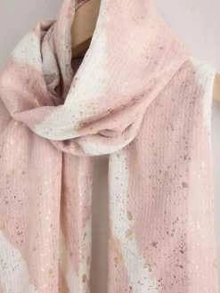 Next Pink Marble Foil Lightweight Scarf^Women Hats, Gloves & Scarves|Hats, Gloves & Scarves