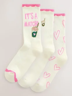 Next Pink Matcha Cushion Sole Sports Ankle Socks 3 Pack^Women Socks & Tights|Sportswear