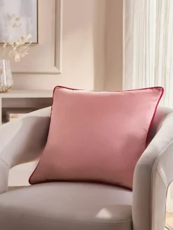 Next Pink Matte Velvet Contrast Pipe 50 x 50cm Cushion^ Cushions & Throws