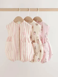 Next 3 Pack Baby Rompers Pink Milk Club