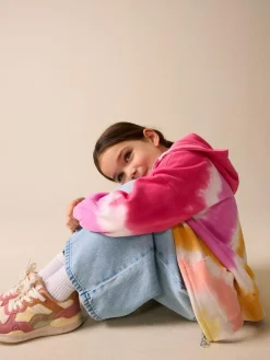 Next Pink Multi Tie Dye Zip Through Hoodie (3-16yrs)^ Nightwear|Sweatshirts & Hoodies