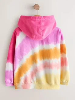 Next Pink Multi Tie Dye Zip Through Hoodie (3-16yrs)^ Nightwear|Sweatshirts & Hoodies