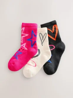 Next Pink Oatmeal and Charcoal Grey Cotton Rich Cushioned Sole Ankle Socks 3 Pack^ Tights|Socks & Tights