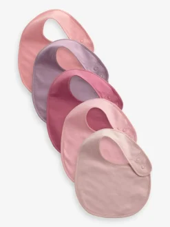 Best Next Pink Plain 5 Pack Baby Bibs