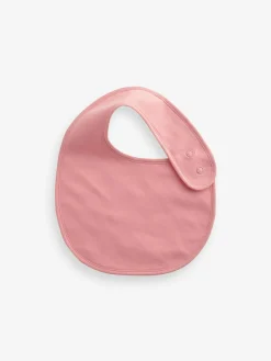 Best Next Pink Plain 5 Pack Baby Bibs