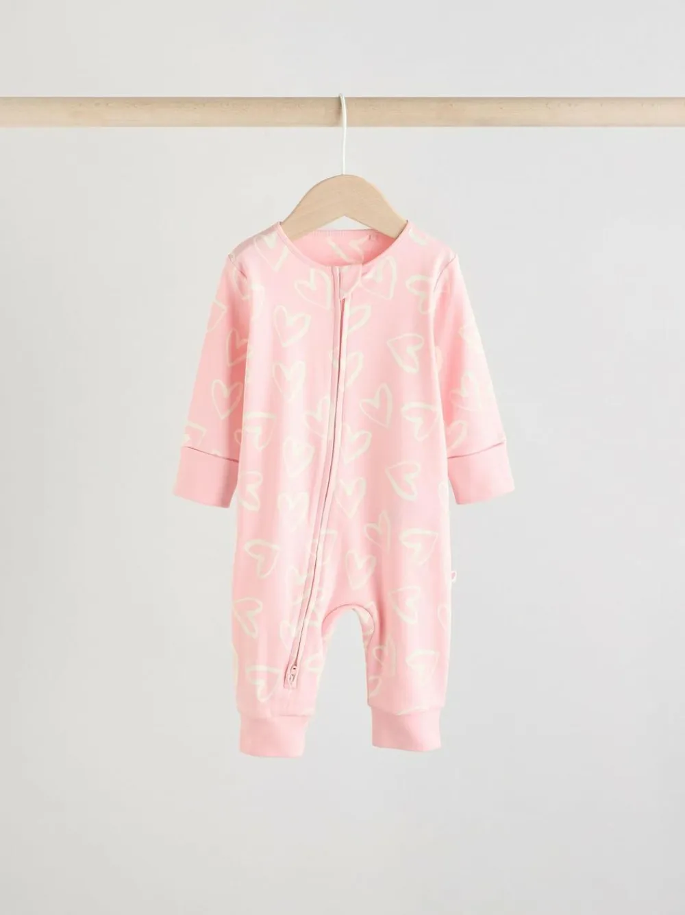 Clearance Next Print Two Way Zip Baby Sleepsuits 4 Pack (0mths-3yrs) Pink