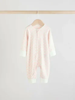 Clearance Next Print Two Way Zip Baby Sleepsuits 4 Pack (0mths-3yrs) Pink