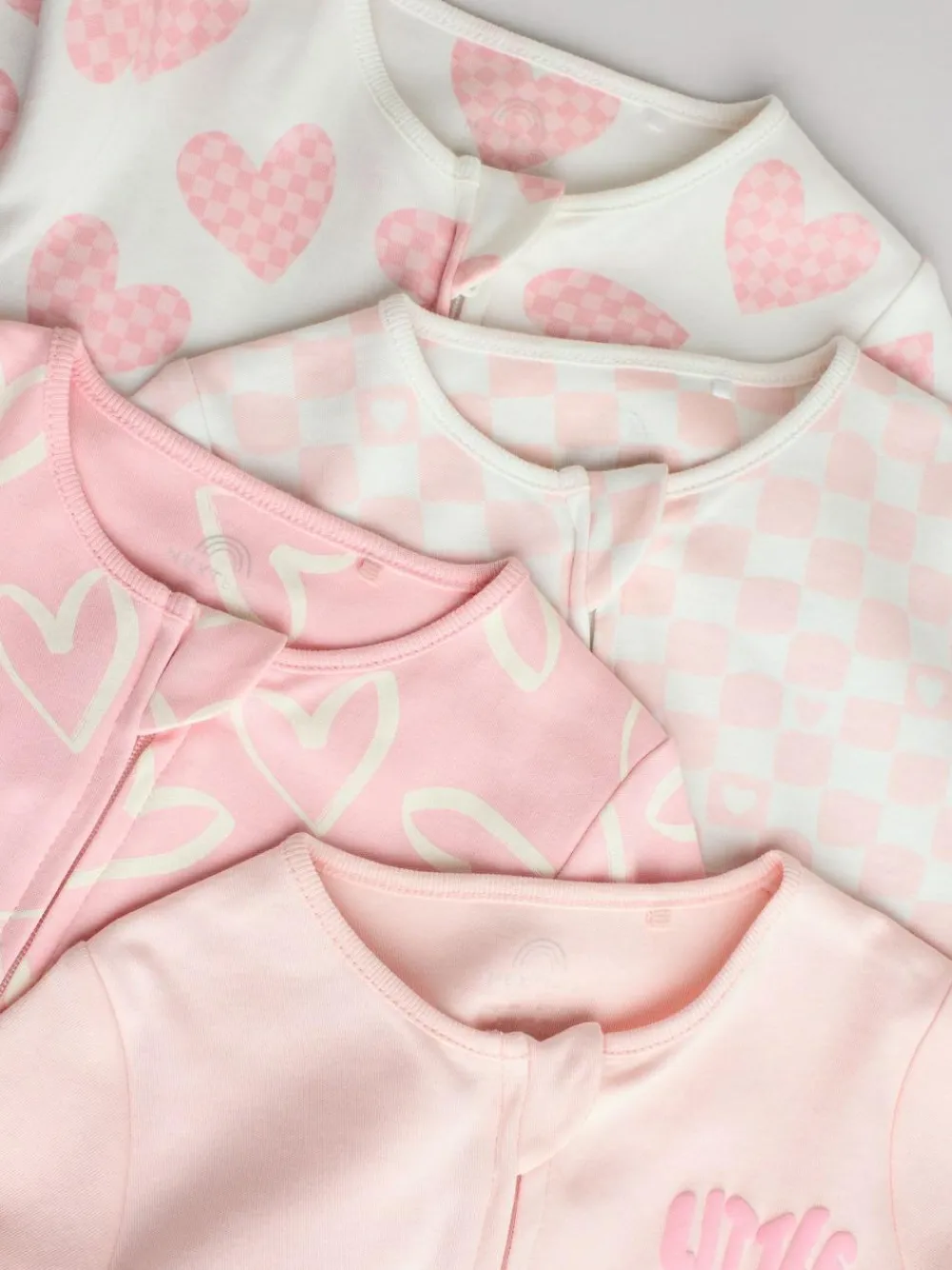 Clearance Next Print Two Way Zip Baby Sleepsuits 4 Pack (0mths-3yrs) Pink