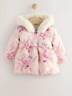 Discount Next Pink Puffer Floral Baby Coat (0mths-2yrs)
