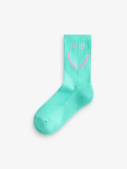 Discount Next Pink, Purple and Teal Blue Character 3 Pack Cotton Rich Cushioned Sole Ankle Socks