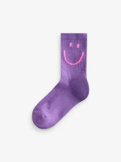 Discount Next Pink, Purple and Teal Blue Character 3 Pack Cotton Rich Cushioned Sole Ankle Socks