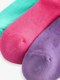 Discount Next Pink, Purple and Teal Blue Character 3 Pack Cotton Rich Cushioned Sole Ankle Socks