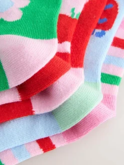 Next Pink Red and Green Cotton Rich Charcter Ankle Socks 5 Pack^ Tights|Socks & Tights