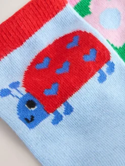 Next Pink Red and Green Cotton Rich Charcter Ankle Socks 5 Pack^ Tights|Socks & Tights