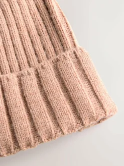 Best Next Pink Rib Knit Pom Hat