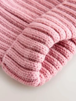 Next Pink Rib Pom Beanie (3mths-16yrs)^ Hats|Hats, Gloves & Scarves