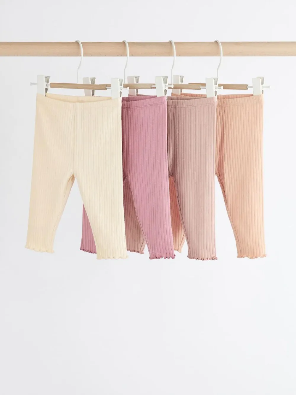 Hot Next Pink Ribbed Baby Leggings 4 Pack (0mths-2yrs)