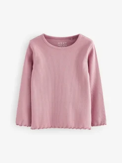Next Ribbed Long Sleeve Tops 5 Pack (3mths-7yrs) Pink