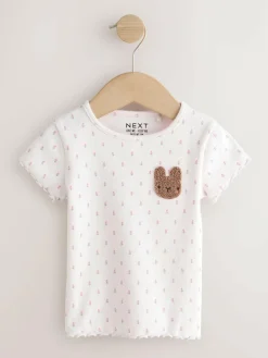 Next Pink Ribbed Short Sleeve Tops 5 Pack (3mths-7yrs)^ Baby Girls|Tops